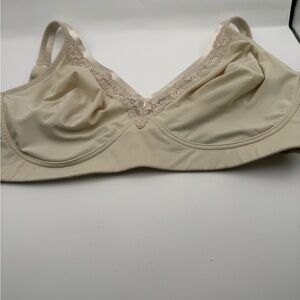 Olga Bra 30591 42D Nude Wireless Mesh-Lined Lace Cup Support Comfort